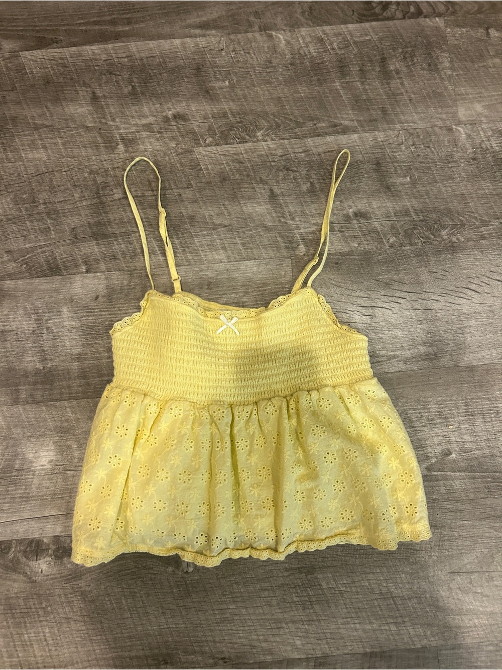 L.A. Hearts Pale Yellow Smocked Eyelet Cami